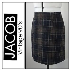 Jacob plaid wool blend skirt – size 3 – classic check print – made in Canada